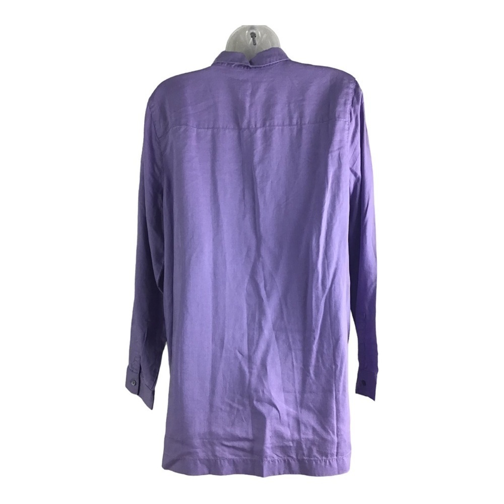 J. Jill Women’s Size Medium Viola Purple Button Down Shirt Button Sides Tencel - Picture 3 of 12